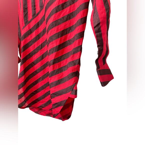 L’ACADEMIE NWT The Laramie Mini Dress Linen Red & Black Striped Size XXS Revolve - Picture 10 of 13